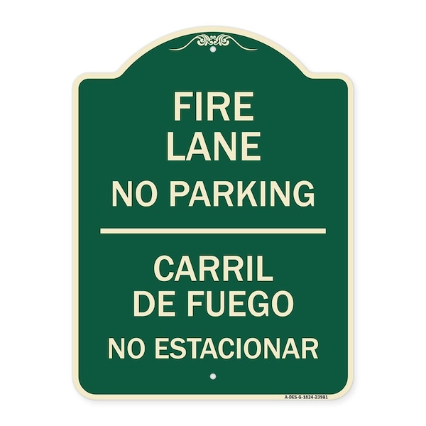 Fire Lane No Parking Carril De Fuege No Esta Conar Heavy-Gauge Alum Sign, 24" x 18", G-1824-23981
